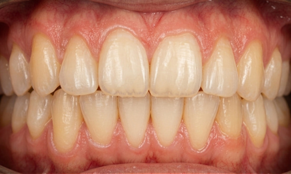 Properly aligned teen smile with corrected bite and canine after metal braces by Kendall Orthodontist.